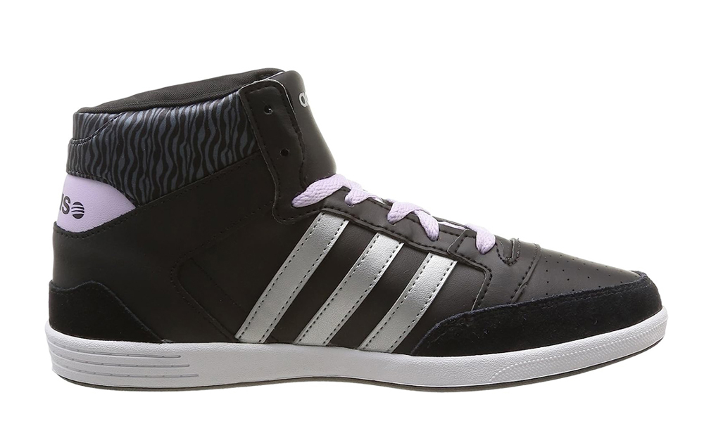 ADIDAS Tennis alte Donna art. HOOPS VL MID W (F97823) in ecopelle Black/Silver/Purple