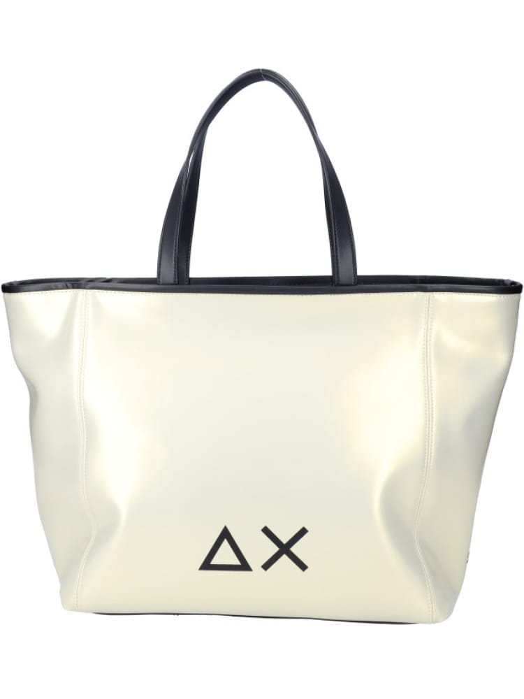 SUN68 borsa oro donna in ecopelle logo sul davanti a contrasto art.Z35259
